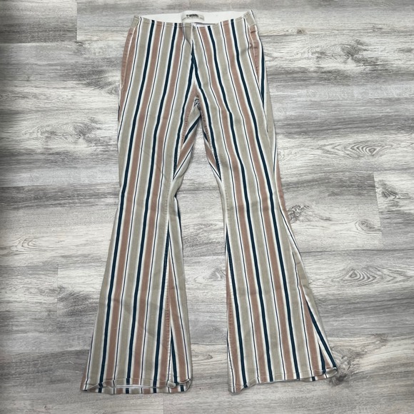Rock‎ & Roll Denim Bargain Bell Pull On Flare Striped Pants 30x34 - Picture 1 of 11
